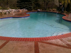 Gunite Pool Stone Coping Vacuuming Gunite Pool Stone Coping Vacuuming