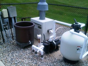 System with a top mounted multiport valve and sand filter