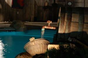 Southern France Themed Pool complete with Wine Barrel Spillover Fountain in Michigan!