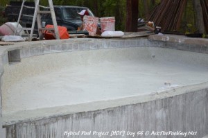 Tile on the Gunite Pebble Finished Sun Shelf